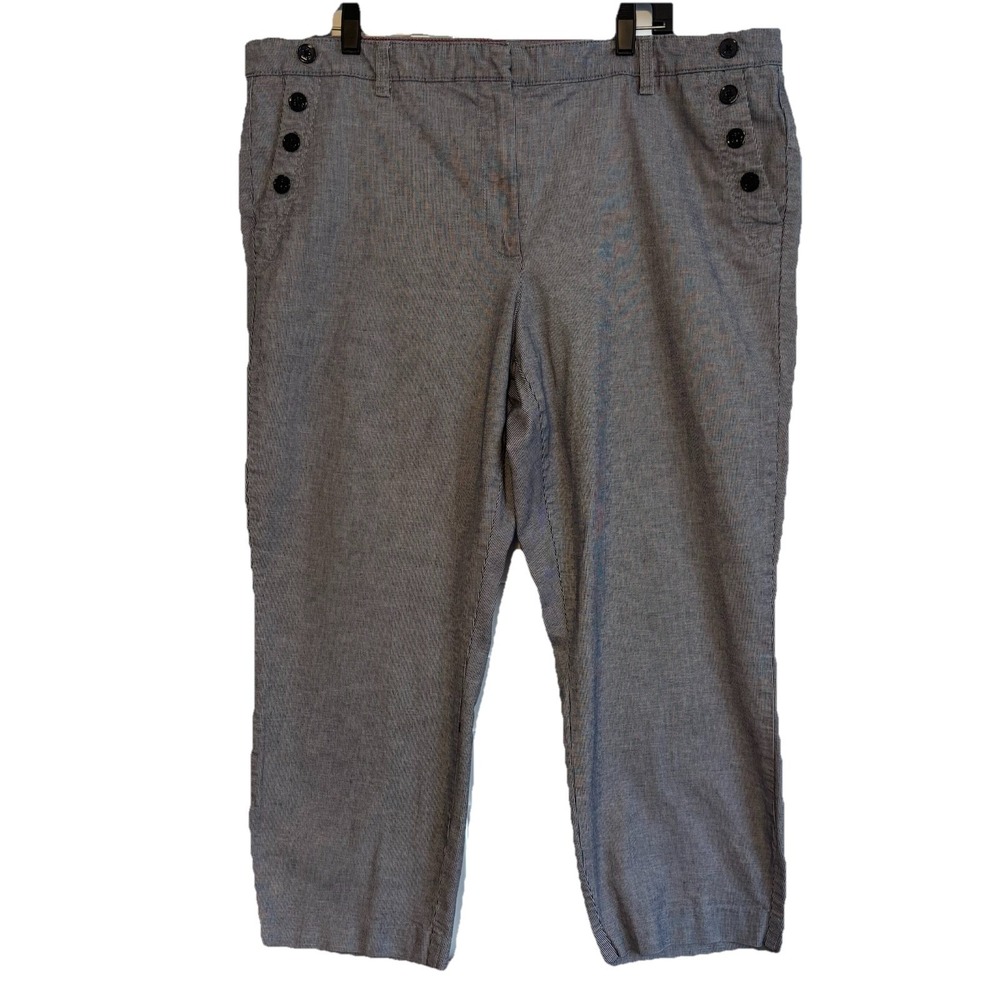 Tommy Hilfiger Womens‎ Stretch Slim Crop Pants Navy Striped Size 20W Nautical